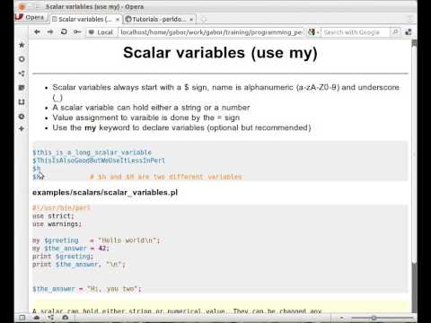Beginner Perl Maven tutorial: 2.1 Scalar values and variables