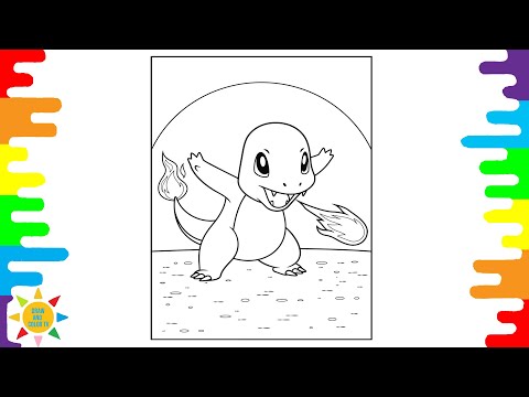 POKEMON Coloring | Charmander Coloring  Page | Powerful Fire Attacks Emitted By Charmander Coloring
