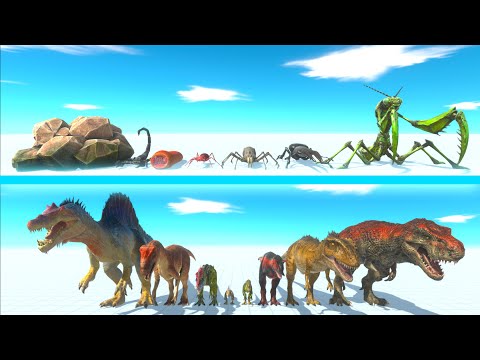 GIANT INVERTEBRATES Team vs CARNIVORE DINOSAURS Team - Animal Revolt Battle Simulator ARBS