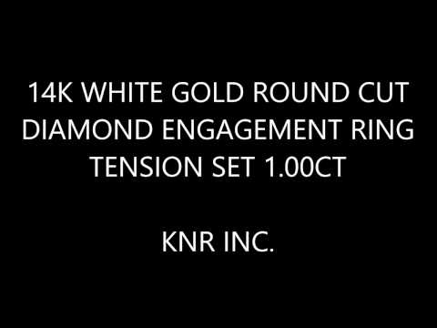 14K WHITE GOLD ROUND CUT DIAMOND ENGAGEMENT RING TENSION SET 1.00CT - KNR INC - 624