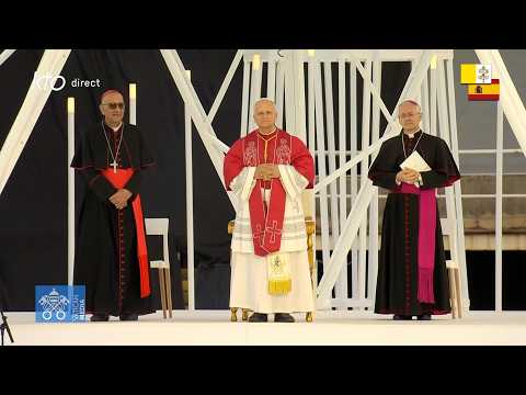 Veillée de prière avec le pape #LéonXIV au stade olympique Lluis Companys à Barcelone #PapeEnEspagne