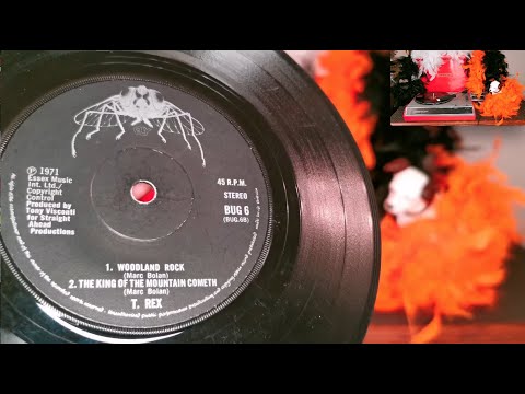 Woodland Rock ~ T. Rex ~ 1971 Fly 45rpm Vinyl Single Record ~ Crosley Spinerette  Marc Bolan 75th