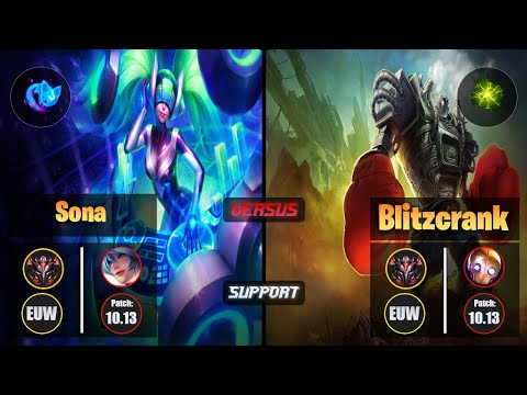 GrandMaster SONA [Summon Aery] (Support) VS  BLITZCRANK - Grandmaster EUW Patch 10.13