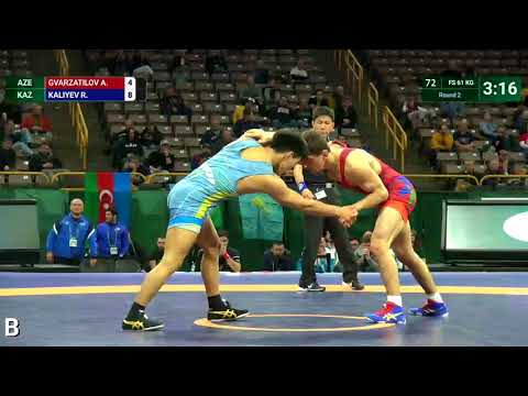 Round 2 FS - 61 kg: A. GVARZATILOV (AZE) v. R. KALIYEV (KAZ)