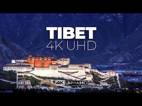 Flying over the beautiful region of Tibet. 4K UHD with Music