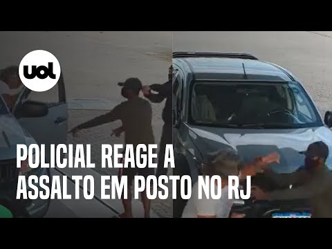 Vídeo mostra policial reagindo a assalto após ter carro cercado em posto de gasolina no RJ