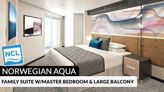 Norwegian Aqua | Family Suite with Master Bedroom & Large Balcony Tour & Review | 4K