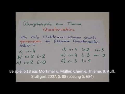 Elektronen bestimmten Quantenzahlen zuordnen (Übungsvideo, Prüfungsbeispiel)