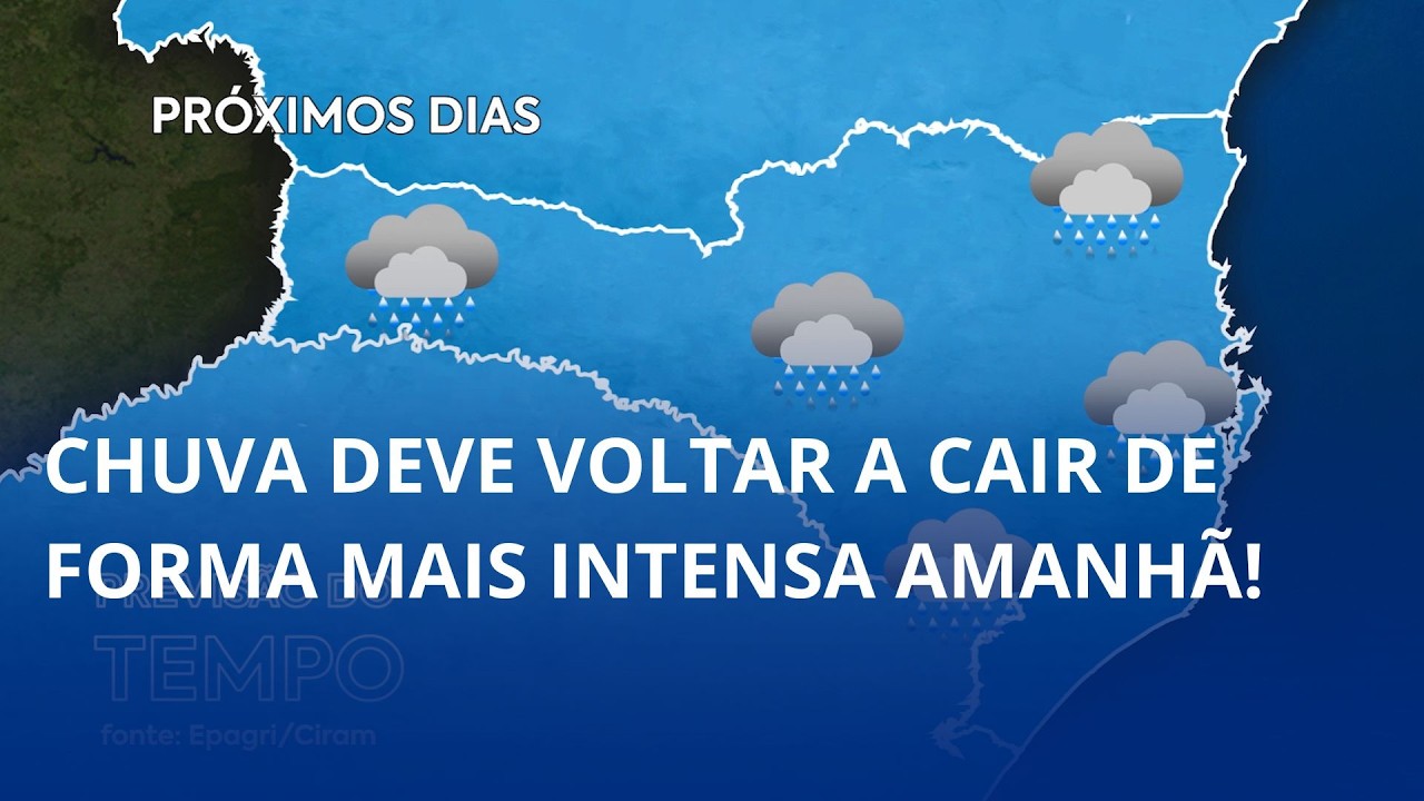 Chuva deve voltar a cair de forma mais intensa amanhã! 🌧️