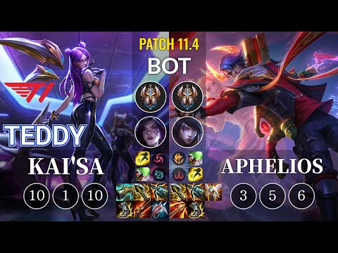 T1 Teddy Kai'Sa vs Aphelios Bot - KR Patch 11.4