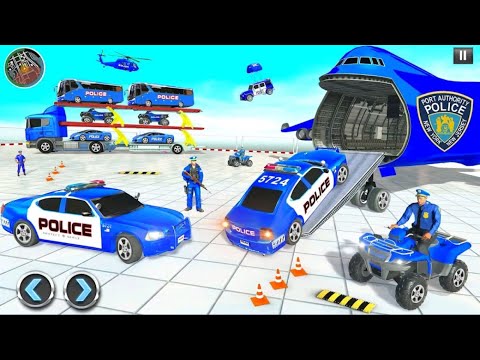 Transporting Monster truck in Cargo Plane - Police Car Transporter Simulator - Android Gameplay