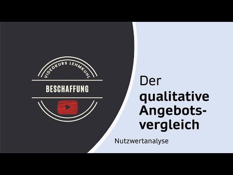 Beschaffung Folge 7 - Der qualitative Angebotsvergleich (Nutzwertanalyse)