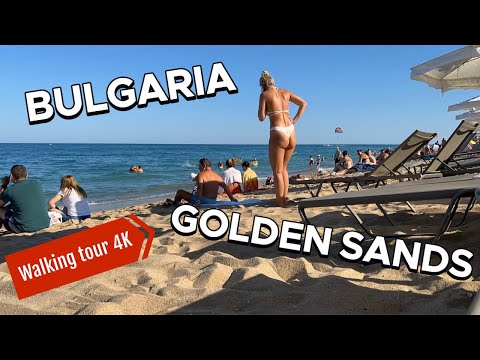 BULGARIA🇧🇬Golden Sands resort, September beach walking tour 4K