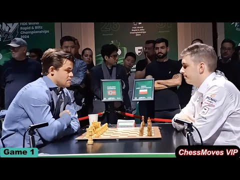 Magnus Carlsen vs. Jan-Krzysztof Duda / FIDE World Blitz`24 / Game 1 in  SEMIFINALS / London System