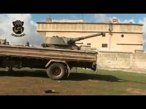 استهداف حواجز قوات النظام في بلدة العامرية في تلبيسة في حمص بواسطة مدفع بي ام بي معدل من قبل لواء الإيمان بالله