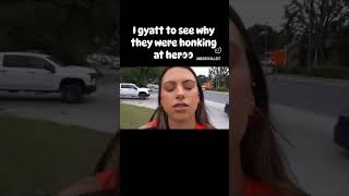 funny reporter interrupted by cars honking at her