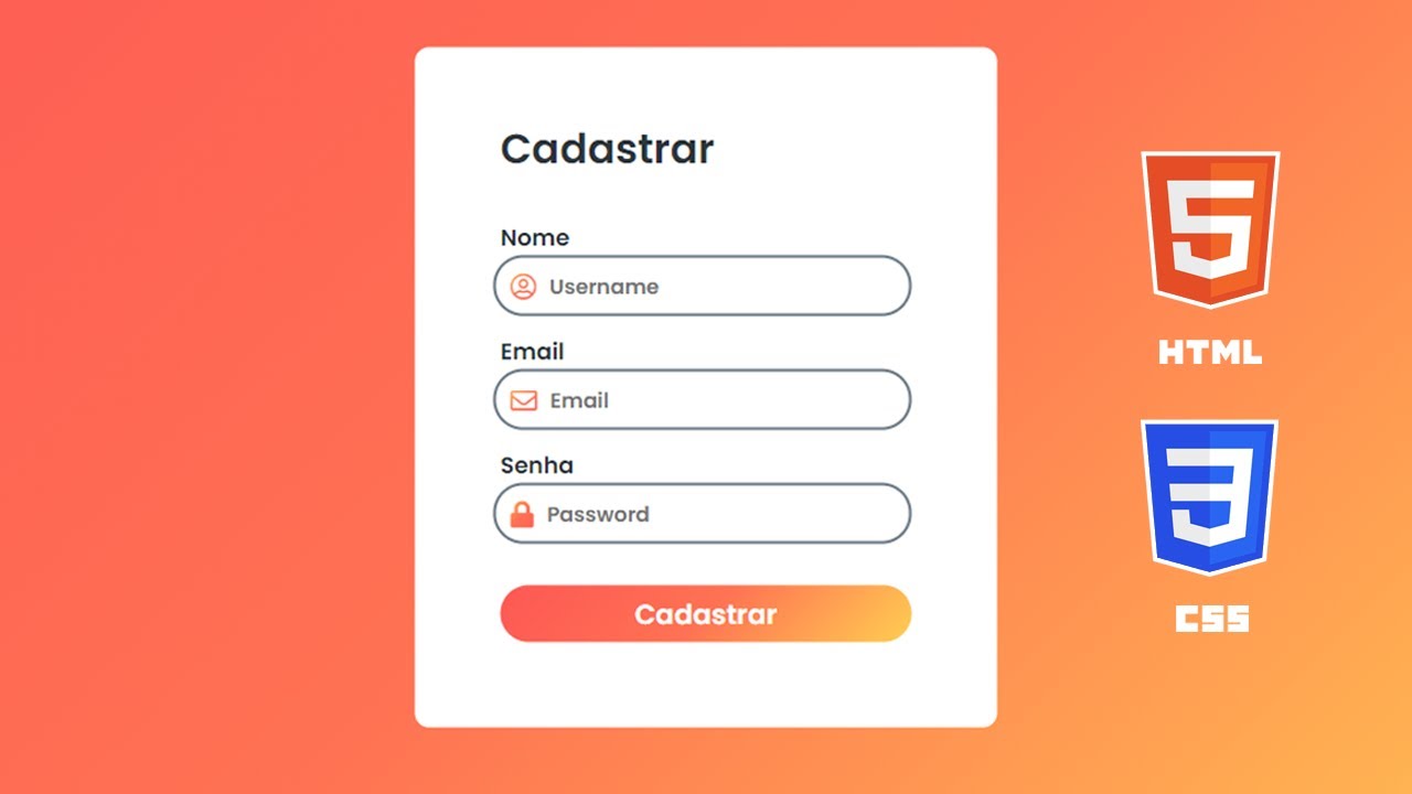 FORMULÁRIO COM HTML E CSS - TELA DE CADASTRO