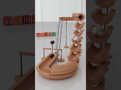 Balls on a Wooden Circuit [2] #shorts  #marblerun #animation #asmr