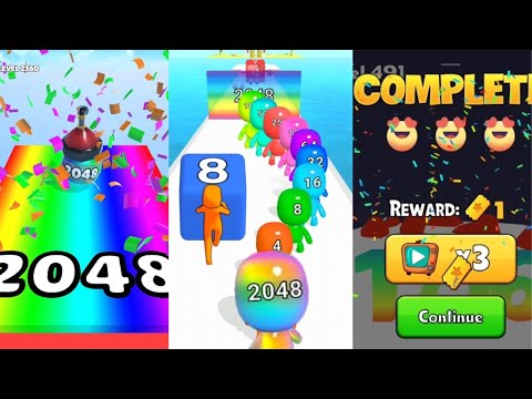 Satisfying Ball Merge 2048 gameplay vs Man Runner 2048 Satisfying Games vs Merge Number Run Master