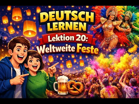 🇩🇪 A1/A2 German Listening Practice | Lektion 20: Around the World! Talking about Unique Celebrations