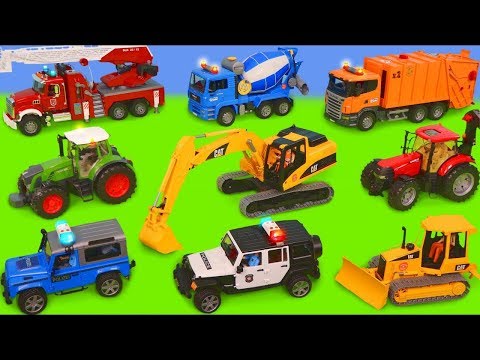 Excavator, Fire Truck, Garbage Trucks & Police Cars Toy Vehicles for Kids