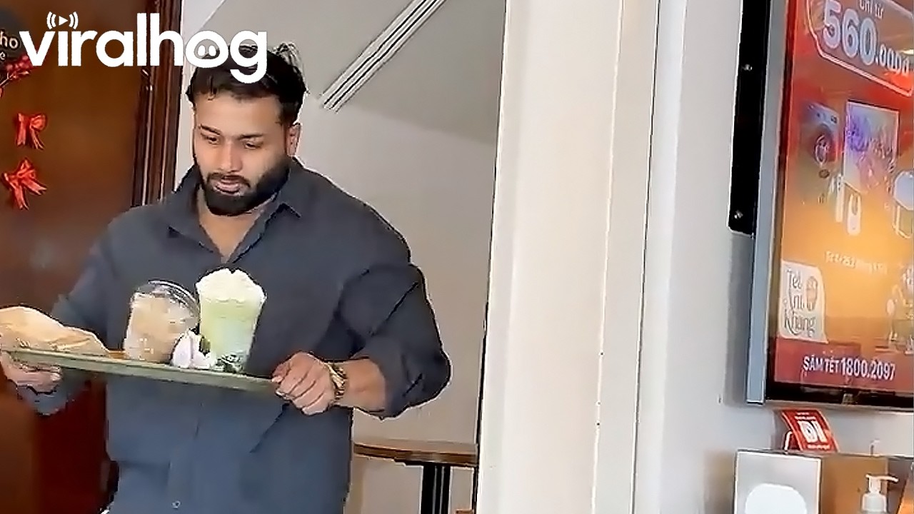 Man Trips and Spills Fancy Coffee Drinks || ViralHog