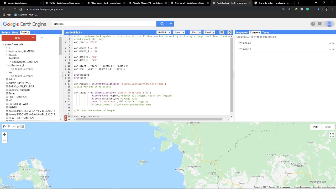 Google Earth Engine Tutorial - Sort Image by Cloud Cover