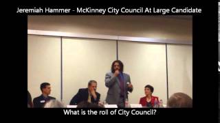 preview picture of video 'What is the roll of the McKinney City Council? - Campaign Forum 3/12/2015'