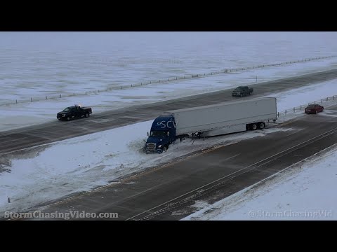 Snow Storm With White Conditions On I-94 Moorhead, MN - 2/10/2022