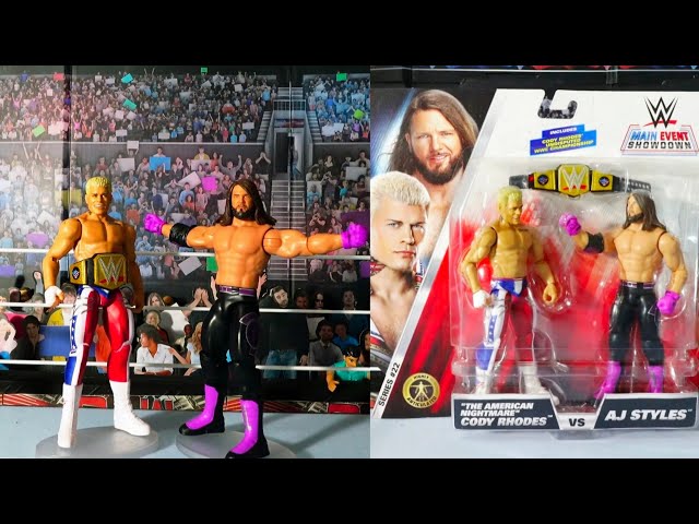 Vídeo relacionado con Mattel WWE Main Event Showdown - Figuras de acción con accesorio, serie #22 Cody Rhodes vs AJ Styles, juego coleccionable, 6 pulgadas