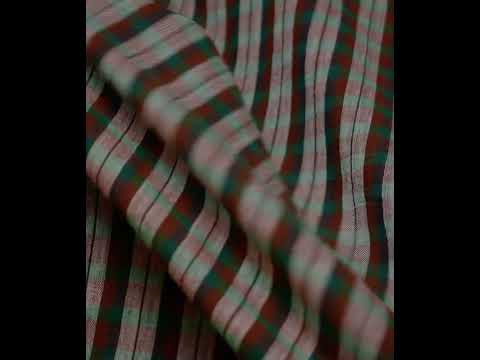 Check Brown & Green Pure Cotton 88 GSM Handwoven Fabric — video