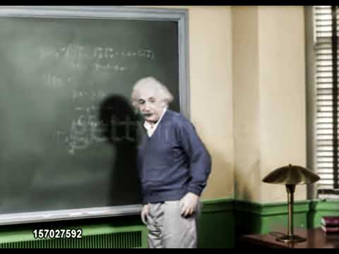 (COLOR!) Albert Einstein in his office at Princeton University