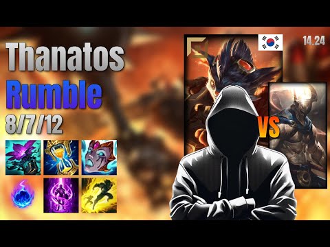 Thanatos Top Rumble vs Pantheon lol KR solo rank Full Game 14.24 | 타나토스 럼블 vs 판테온