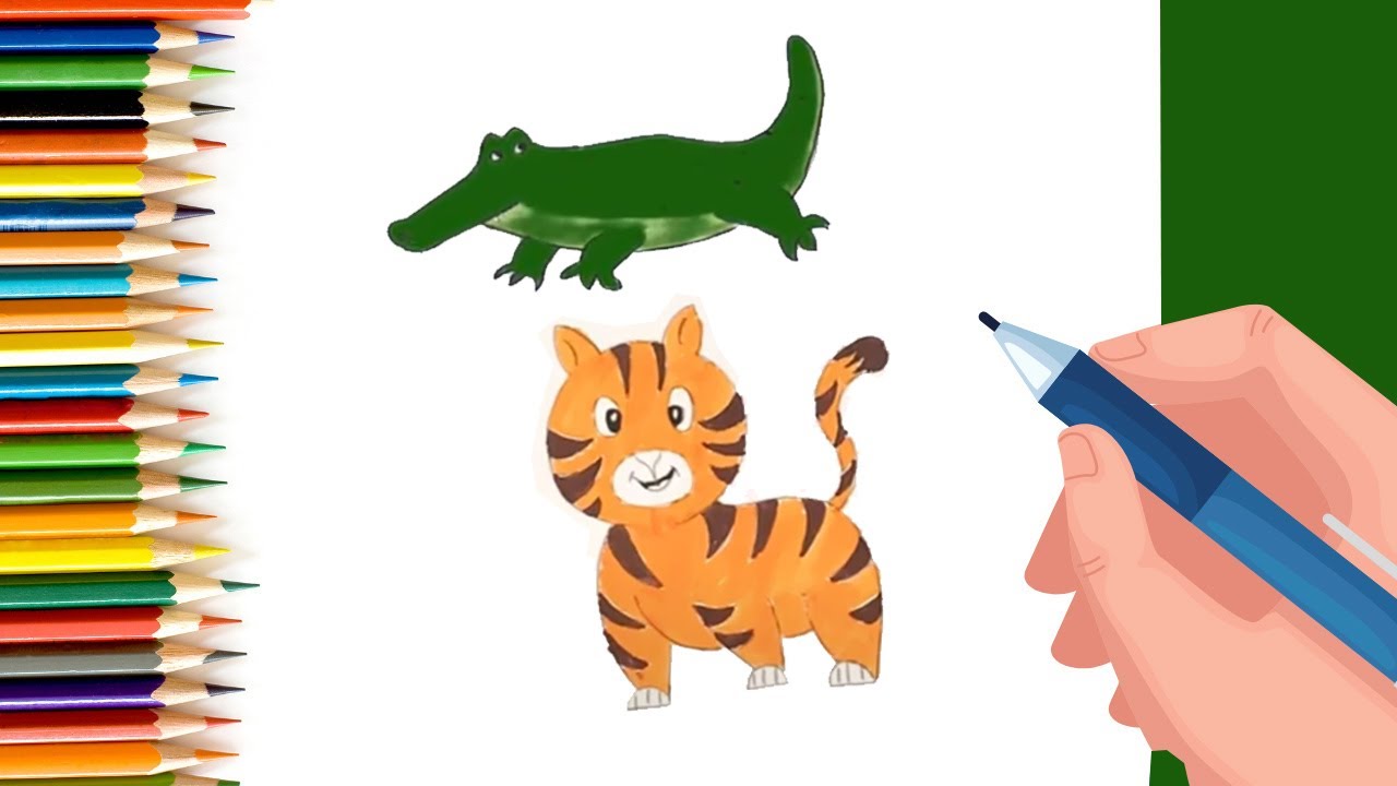 Learn to draw Crocodile, Polar Bear, Tiger Cub, Elephant and more