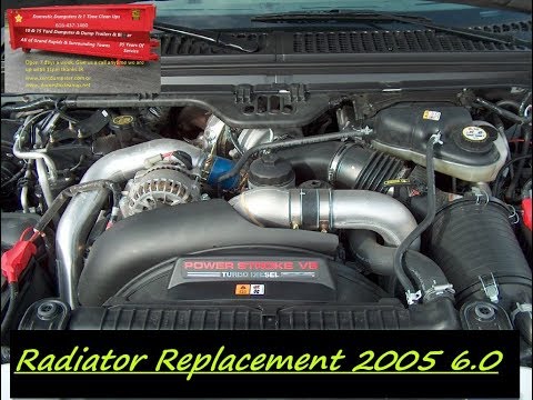 F250 2005 6.0 diesel radiator replace 2 different sizes u have to measure bottom hose