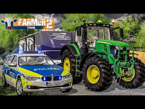 LS19 FarmerTown 2 #63: CAMPING-Wagen mit Traktor ziehen - CAMPINGPLATZ wird von Polizei geräumt