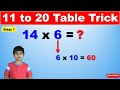 Learn 11 to 20 multiplication table trick | Easy and fast way to learn | Math Tips and Tricks