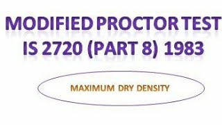 MDD test of soil- Modified proctor compaction test as per   Is Code2720part8(maximumdrydensity)Viral
