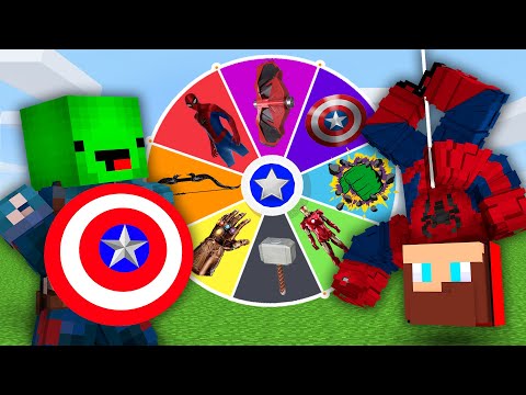 The Roulette of SUPERHERO Weapons - in Minecraft - Maizen JJ and mikey (Nico & Cash Omz)