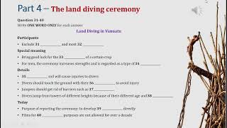IELTS listening practice Part 4: the land diving ceremony