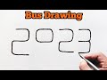 How To Draw Bus From Number 2023 Easy Bus Drawing For Beginners Number Drawing