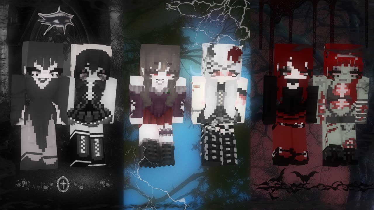 minecraft skins for 𝔤𝔬𝔱𝔥 𝔤𝔦𝔯𝔩𝔰 | w/ links 🕸🕷