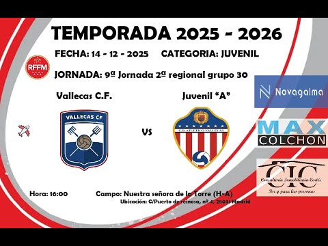Vallecas CF vs CD Atlético Vallecas juvenil temporada 2025 - 2026