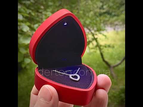 Красный Футляр сердце для Колье с LED подсветкой, коробочка для браслета, футляр для предложения, шкатулка - фото 1 - id-p2480485507