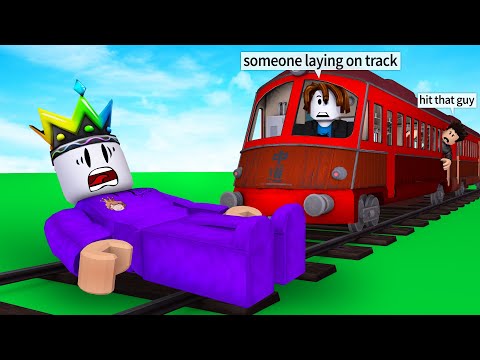 I Ragdoll on TRAIN TRACKS BUT a FAST TRAIN Is Coming on Roblox