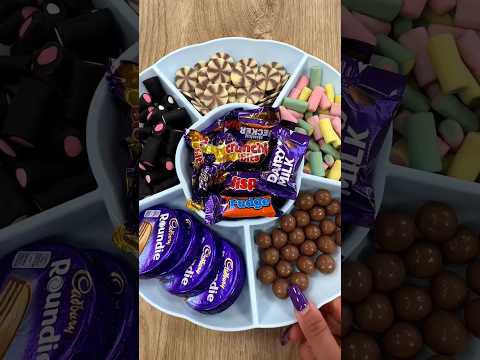 Cadbury Heroes 😋🍫😍 Roundie Wafers Haribo Custard Rhubarb Sweet Platter Filling Asmr #asmr #cadbury