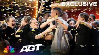 Murmuration reacts to their GOLDEN BUZZER moment! | AGT 2023 thumbnail
