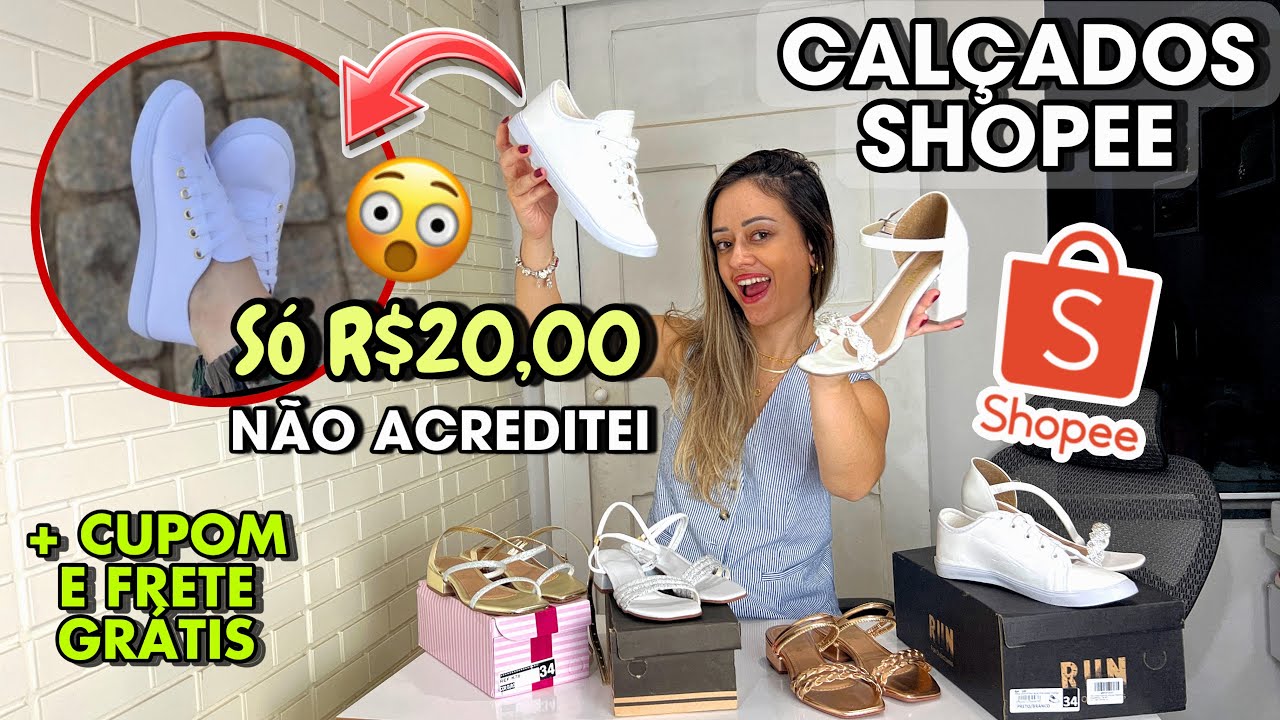 Comprei os calçados MAIS BARATOS da shopee - COMPRAS SHOPEE CALÇADOS LINDOS + cupom e frete grátis