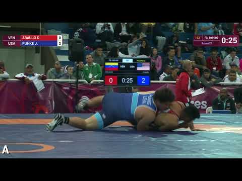 Round 2 FS - 100 kg: J. PUNKE (USA) df. D. ARAUJO (VEN) by VSU, 10-0