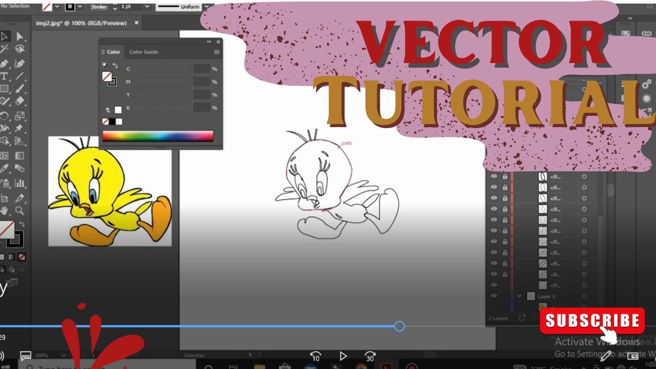 How to draw vector art using pen tool, step by step vector illustration tutorial, flat illustration